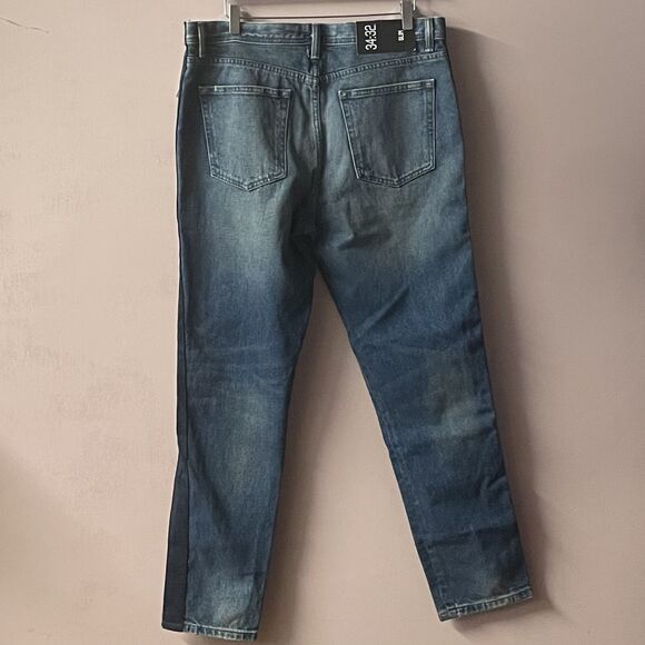 Urban Outfitters BDG Men's Faux Suede Side Slim Medium Wash Blue Jeans Sz 34 NWT - Picture 2 of 14